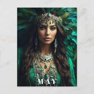 Carte Postale *~ AP53 MAY Anniversaire GODDESS Emeraude Boho
