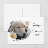 Carte Postale *~* AP61 Triste Lab Retriever Fleur Désolé Idiot (Devant / Derrière)
