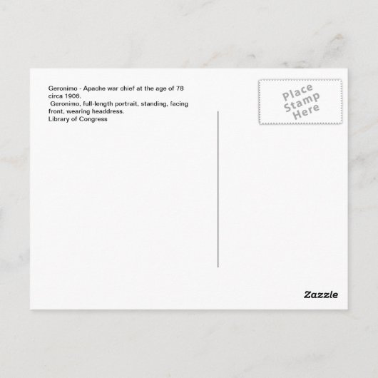 Carte Postale Apache geronimo-amérindienne vintage (Dos)