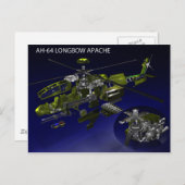 Carte Postale Apache Longbow AH-64 (Devant / Derrière)