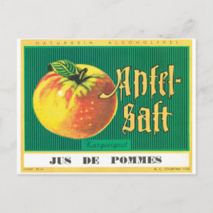 Carte Postale Apfel-Saft Jus Apple Langue Allemande Art Vintage