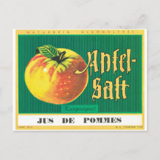 Carte Postale Apfel-Saft Jus Apple Langue Allemande Art Vintage