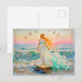 Carte Postale Aphrodite Rising from Seashell at the Ocean Shore (Devant / Derrière)