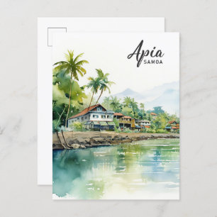 Carte Postale Apia Samoa Aquarelle Peinture Voyage