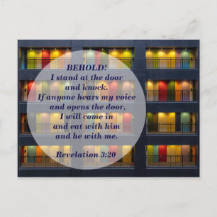 Carte Postale Apocalypse 3:20 La Porte Verset Biblique Mémorisat