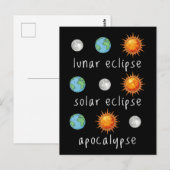 Carte Postale Apocalypse drôle d'éclipse lunaire solaire (Devant / Derrière)