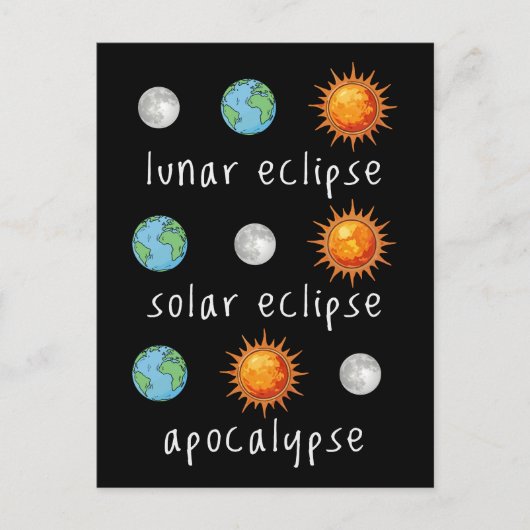 Carte Postale Apocalypse drôle d'éclipse lunaire solaire (Devant)