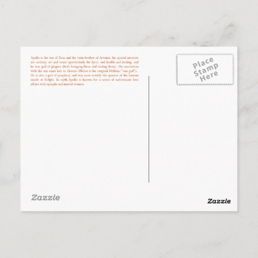 Carte postale Apollo (Dos)