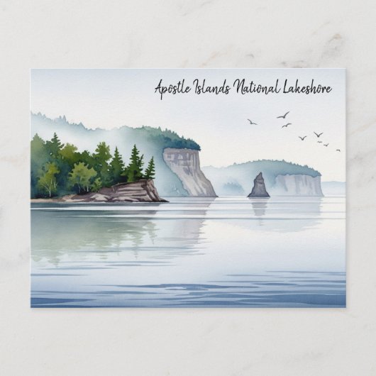 Carte Postale Apostles Îles Nationales Lakeshore Aquarelle (Devant)