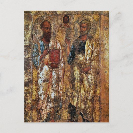 Carte Postale Apôtres Pierre et Paul Icône byzantine (Devant)