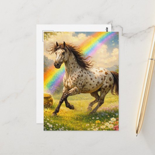 Carte Postale Appaloosa Horse and a pot of Gold (Devant/Arrière en situation)