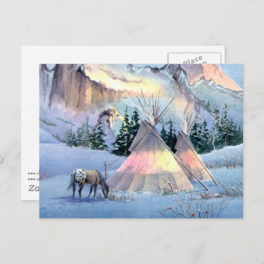 Carte Postale APPALOOSA HORSE TIPI CAMP par SHARON SHARPE (Devant / Derrière)