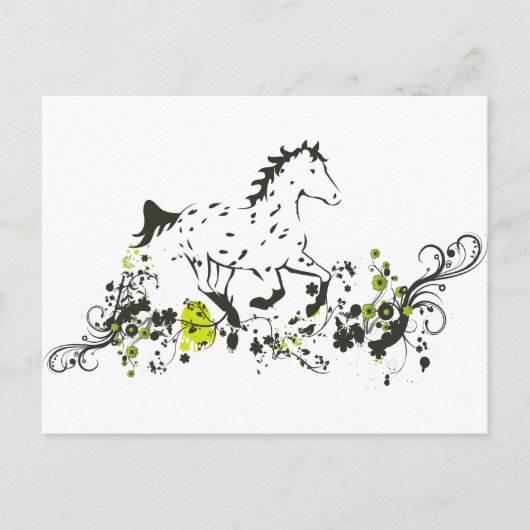 Carte Postale Appaloosa léopard avec impression florale (Devant)
