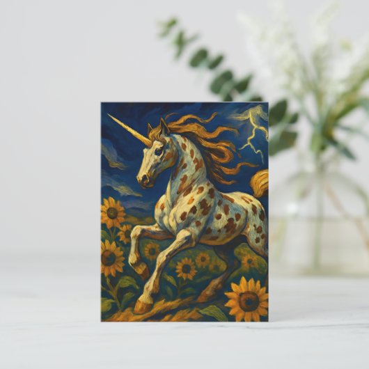 Carte Postale Appaloosa Unicorne dans une tempête (Debout devant)