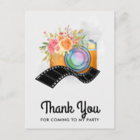 Appareil photo Boho et fleurs aquarelle Merci