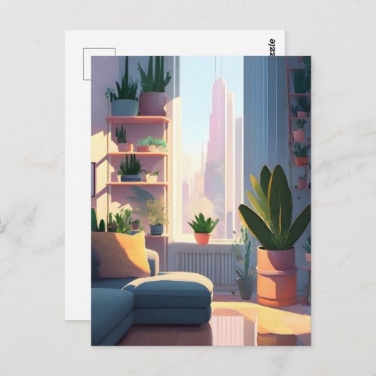 Carte Postale Appartement Lover plante, poste (Devant / Derrière)