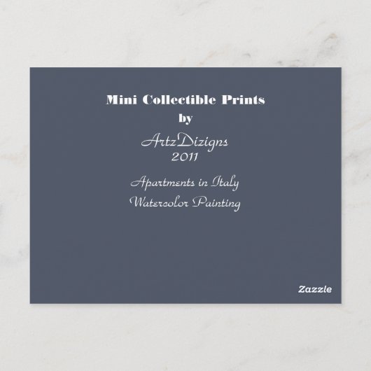 Carte Postale Appartements en Italie - Mini Imprimés Collectible (Dos)