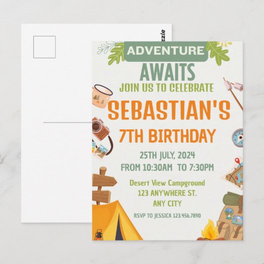 Carte Postale Appel à tous les campeurs heureux Camping (Devant / Derrière)