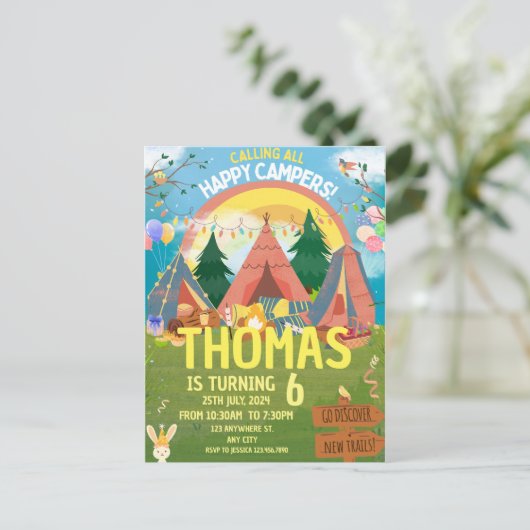 Carte Postale Appel à tous les heureux Campers Camping (Debout devant)