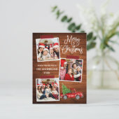 Carte Postale Appel de calligraphie à carreaux ruban de bricolag (Debout devant)