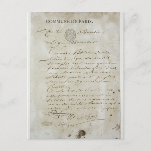 Carte Postale Appel de Maximilien de Robespierre (Devant)
