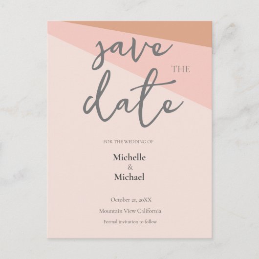 Carte Postale Appel de script Mariage Moderne Save the Date (Devant)
