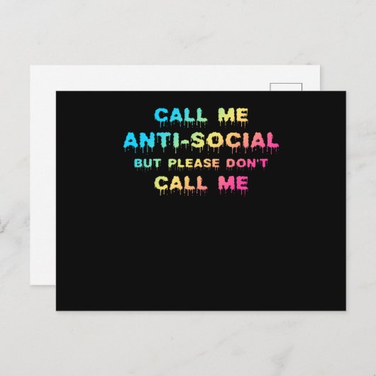 Carte Postale Appelez-moi antisocial, mais s'il vous plaît ne m' (Devant / Derrière)