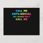 Carte Postale Appelez-moi antisocial, mais s'il vous plaît ne m' (Devant)