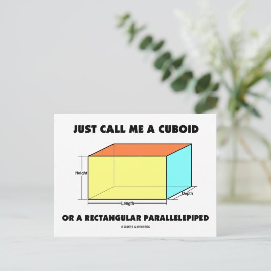 Carte Postale Appelez-Moi Simplement Cuboïde Ou Parallélépipède  (Debout devant)