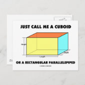 Carte Postale Appelez-Moi Simplement Cuboïde Ou Parallélépipède  (Devant / Derrière)