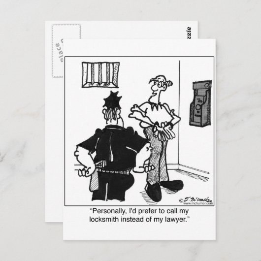 Carte Postale Appelez un serrurier, pas un avocat (Devant / Derrière)