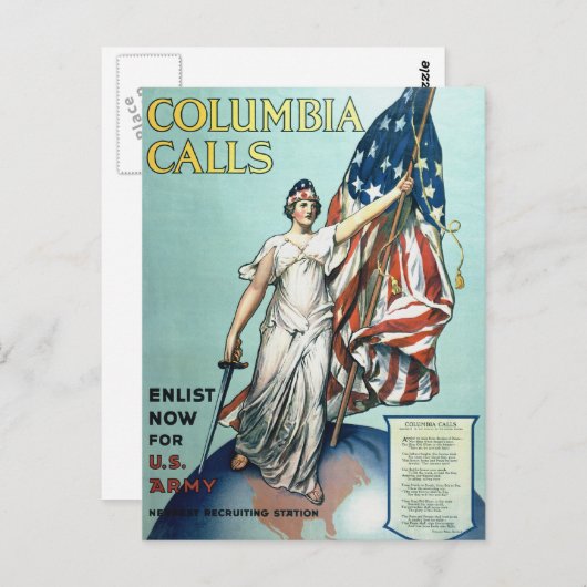 Carte Postale appels Columbia (Devant / Derrière)