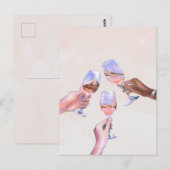 Carte Postale Applaudissement de célébration Verres à Champagne (Devant / Derrière)