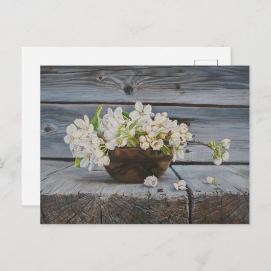 Carte Postale Apple Blossom Still Life – Original Fine Art Print (Devant / Derrière)