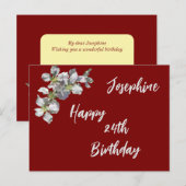 Carte Postale Apple Blossom sur Deep Red Nommé et vieilli Annive (Devant / Derrière)