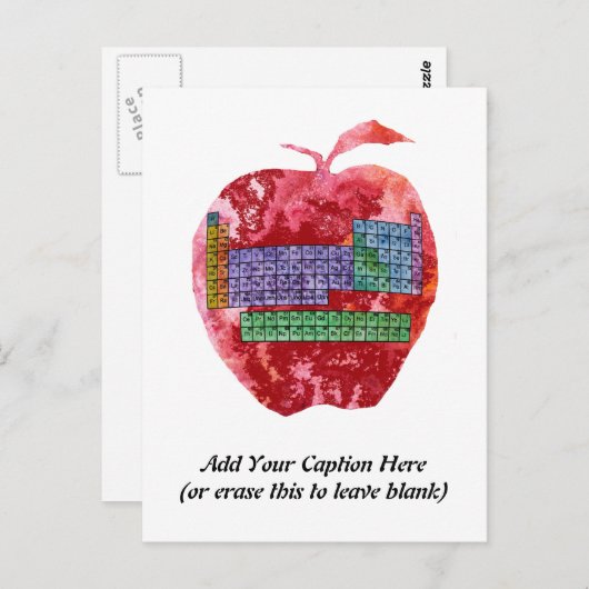 Carte Postale Apple de tableau périodique avec texte personnalis (Devant / Derrière)