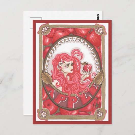 Carte Postale Apple Fairy Imaginaire Art Nouveau Imprimer (Devant / Derrière)