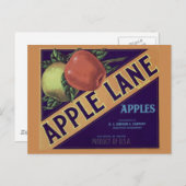 Carte postale "Apple Lane" Fruit Crate Étiquette (Devant / Derrière)