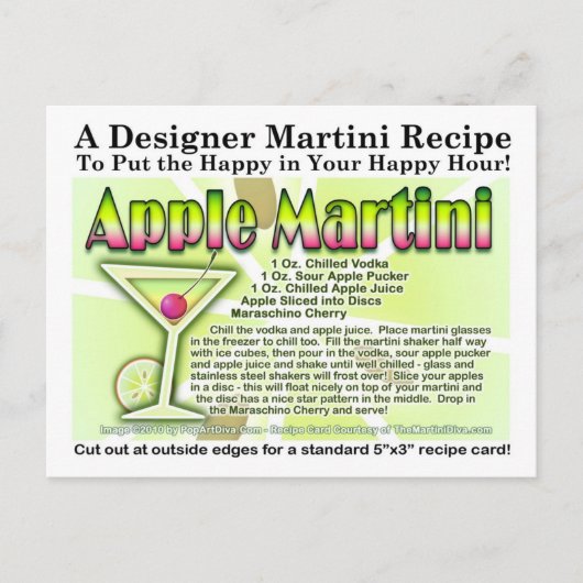 Carte postale Apple Martini (Appletini) Recette (Devant)