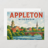 Carte Postale Appleton WI watercolor postcard (Devant / Derrière)