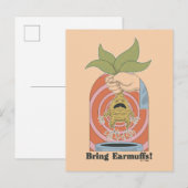 Carte Postale "Apportez des cache-oreilles !" Affiche graphique  (Devant / Derrière)