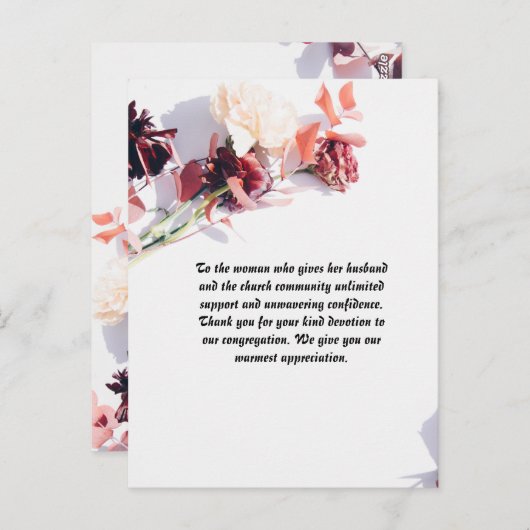 Carte postale appréciation de la femme du pasteur  (Devant / Derrière)