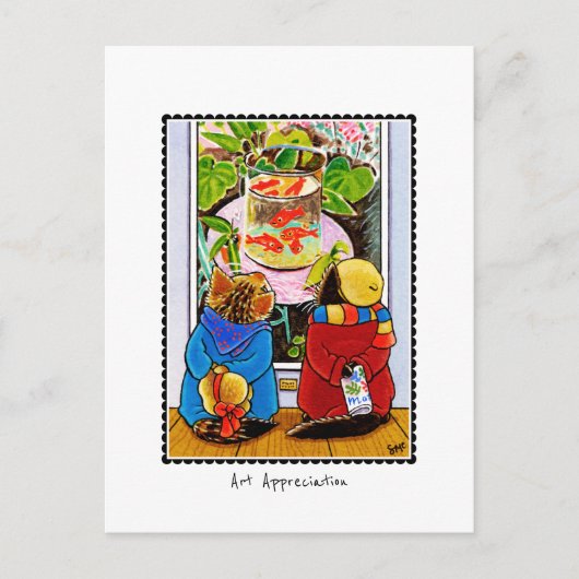 Carte Postale Appréciation de l'art' Amateurs d'art Chat Personn (Devant)