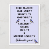 Carte Postale Appréciation de l'enseignant (Devant)