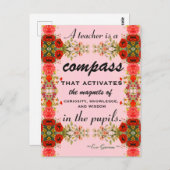 Carte Postale Appréciation de l'enseignant Citation florale (Devant / Derrière)