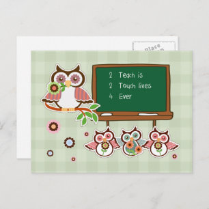 Carte Postale Appréciation de l'enseignant de Cute Owls