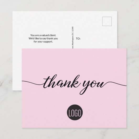 Carte Postale Appréciation du client modèle d'entreprise rose (Devant / Derrière)