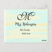 Carte Postale appréciation du professeur d'aquarelle jaune simpl (Dos)