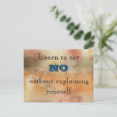 Carte Postale Apprenez à dire non à la sagesse inspirationnelle (Debout devant)