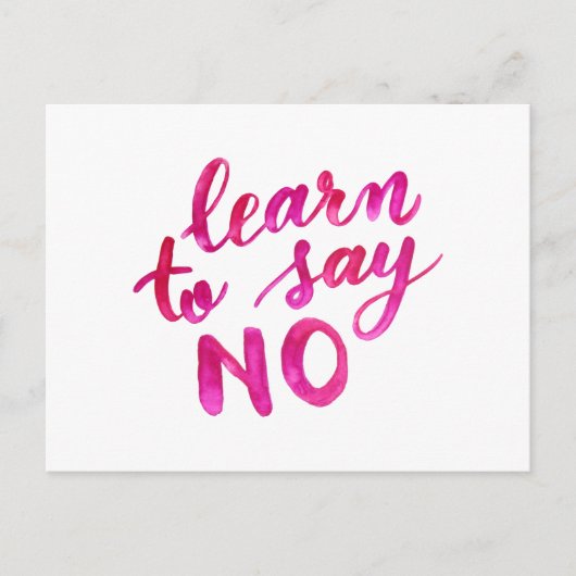 Carte Postale Apprenez à dire non - rose (Devant)